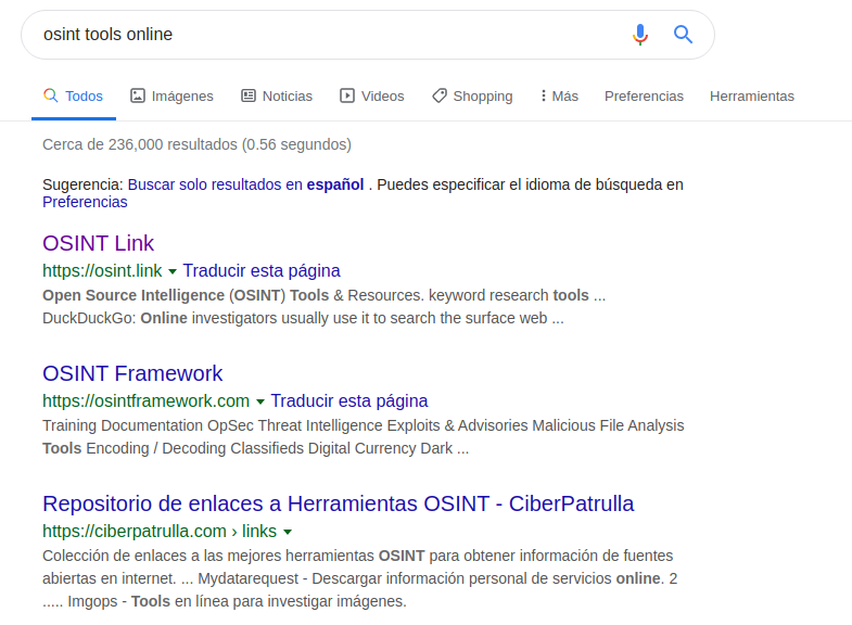 Search OSINT in google
